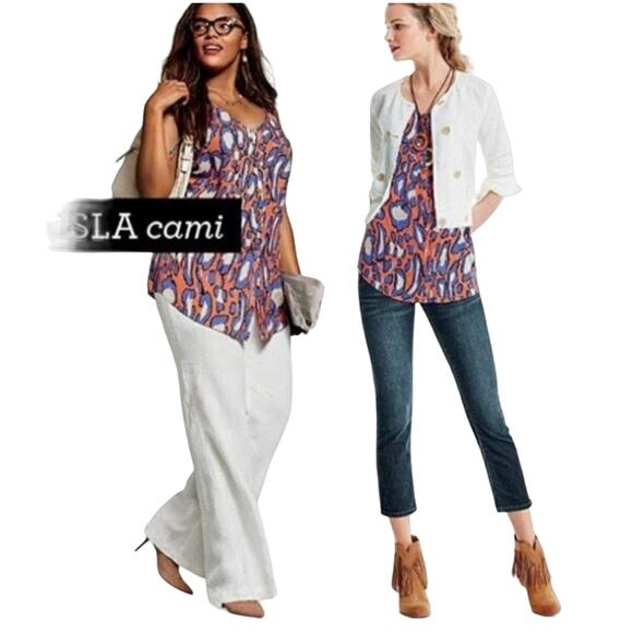 Cabi Womens tank blouse Style 5040 orange purple pattern button down Size XS - Picture 2 of 8